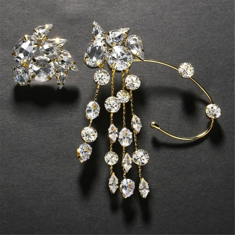 Fashionable Alloy Ear Cuff With Rhinestones Tassels Stylish Ear Pendant Charm Ideal For Weddings And Evening Event