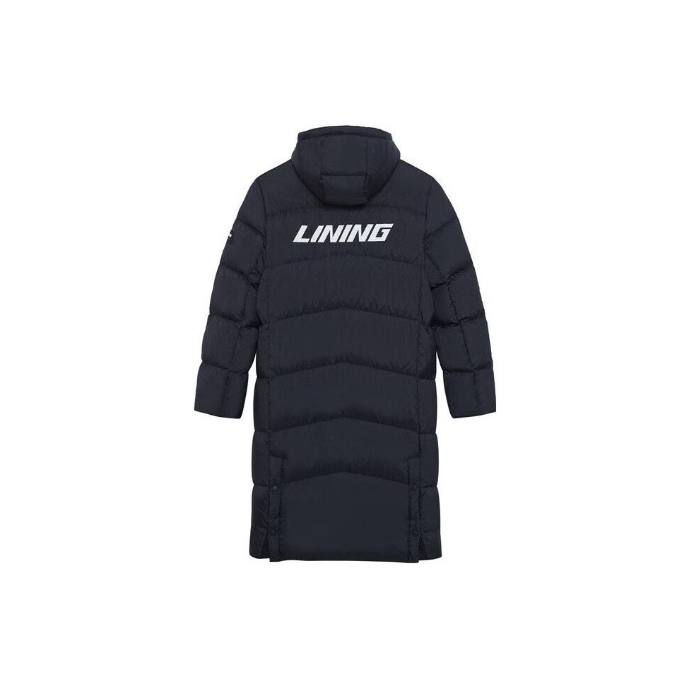 Li Ning Logo Letter Print Hidden Stand Collar Warm Thick Hooded Down Jacket Men Jacket Black AYMS429-1