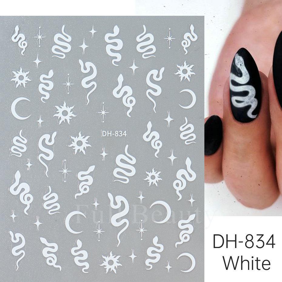 Nail Art Sticker, Little Spirit Snake, Moon, Mango, Gold And Silver, Black And White Snake Cartoon Nail Sticker.