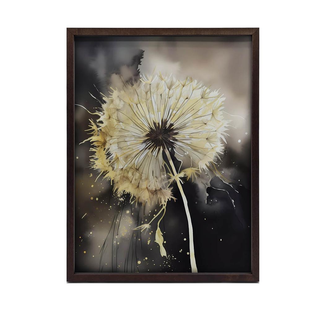 Goldene Pusteblume Goldene Pusteblume, 40X50 cm, Goldener Aluminiumrahmen, Mattes Papier 230 g/m²