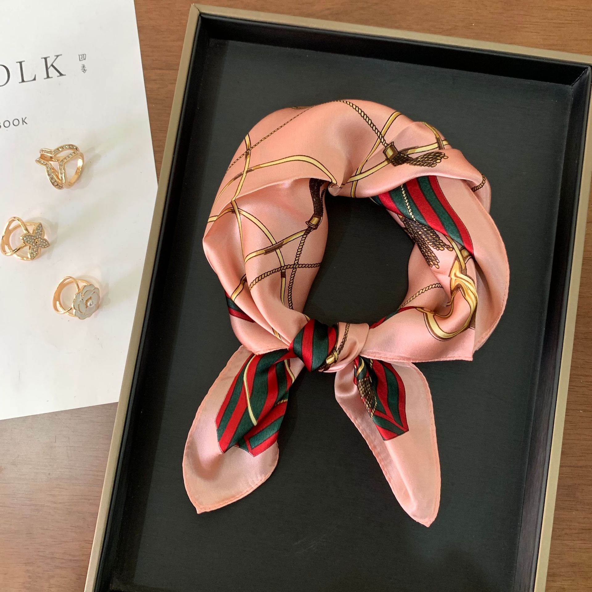 Silk scarf small square scarf women s silk short scarf 2025 new spring neck high-end Hangzhou silk high-end 53-53