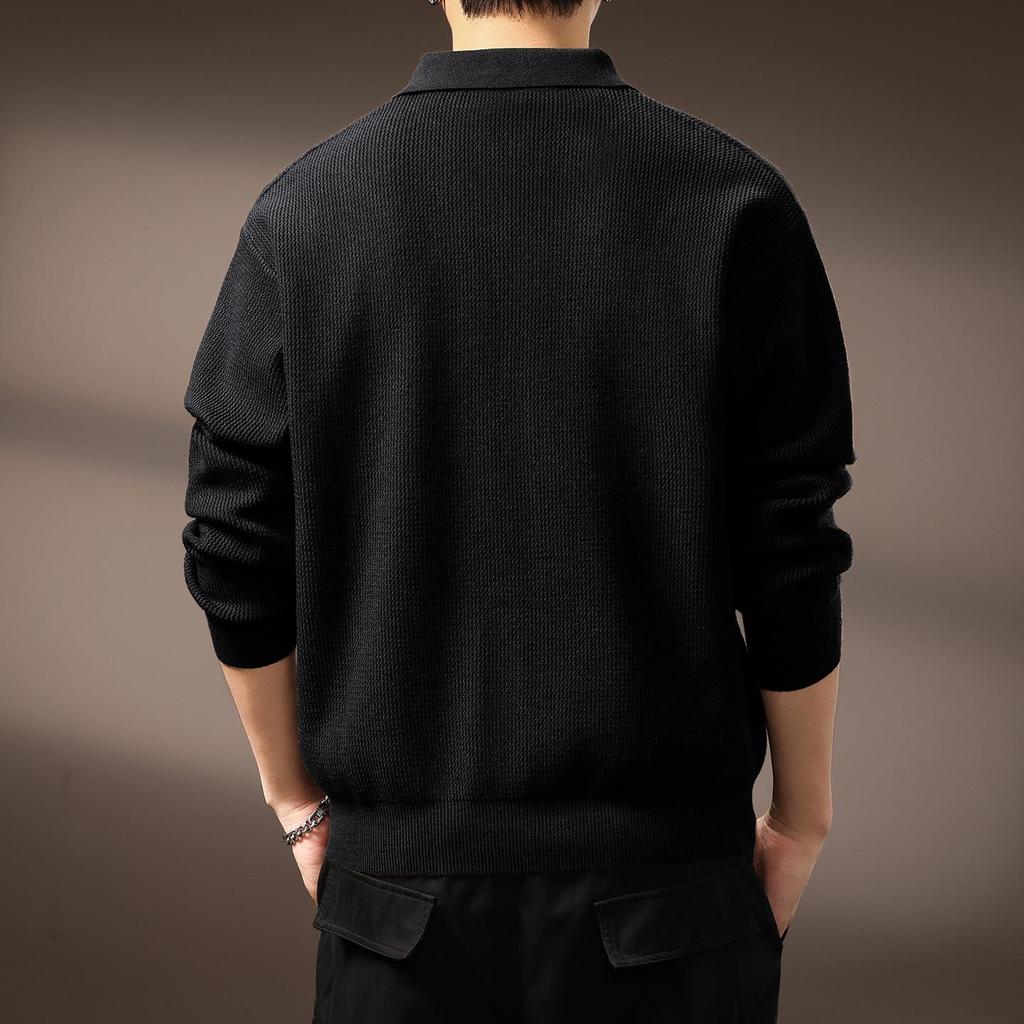 Luxury British Retro Seagull Collar Polo Men's Autumn/Winter Knit Sweater