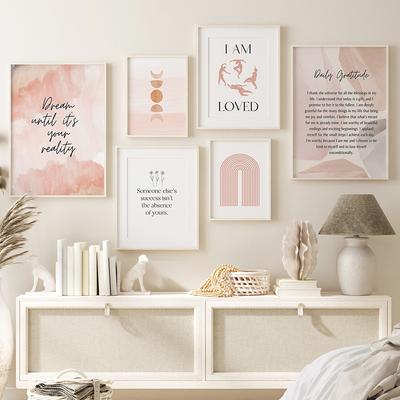 Daily Gratitude Affirmation Canvas Prints Boho Abstract Sun Law of Attraction Quote Poster Self Love Therapy Wall Picture Decor