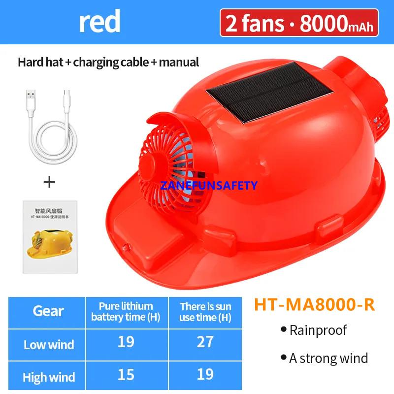 

Headlight Helmet with 2 Powerful Fans 16000mAh Rechargeable Lithium Battery LED Light and Solar Panel