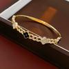 Elegant Floral Zircon Chain Bracelet Women Gold Plated Copper Alloy Stylish Daily Wear Office Casual Outfits