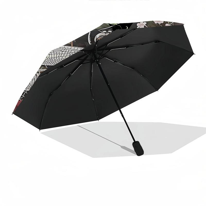 1pc Dragonfly Flowers umbrella with 8 iron ribs and a plastic handle, automatic opening and closing, and daily use.1044