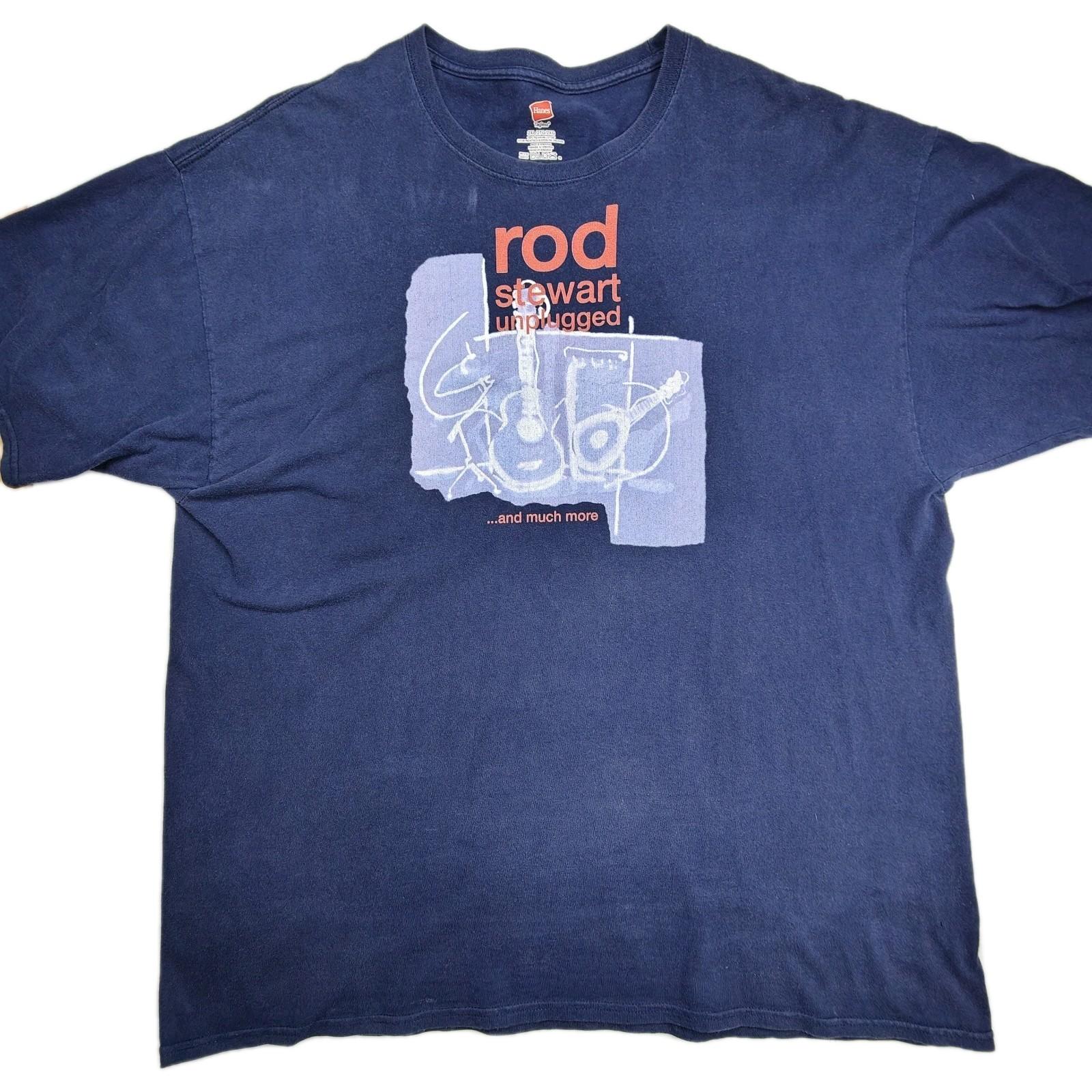 Rod Stewart Band T-Shirt Men’s 2XL Blue 80s Music Merch Pop Rock Logo Tee XXXXL