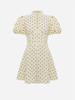 Retro Polka Dot Mini A-line Dress Women Elegant Stand Collar Puff Short Sleeve Waist-cinching Dresses Lady Party Robe 2026 New