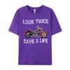 Look Twice Save A Life Motorcycle Bike Safety Fitted Limited Edition 1974 Tshirts Autumn Tees For Unisex TeeShirts Fitness Tight