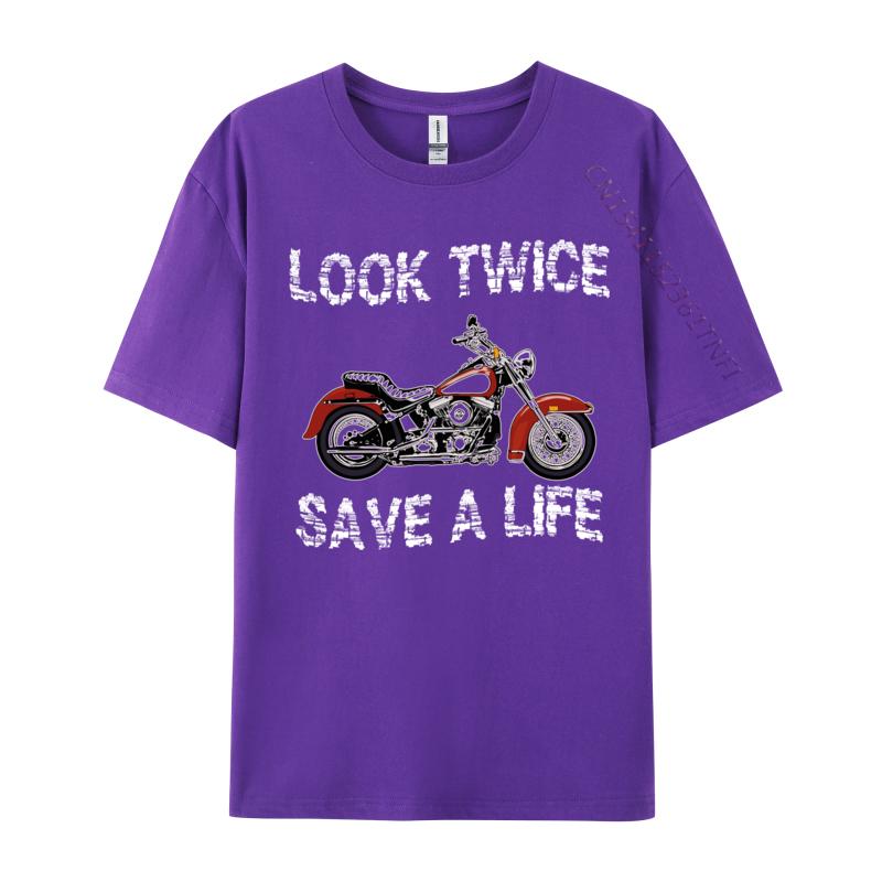 Look Twice Save A Life Motorcycle Bike Safety Fitted Limited Edition 1974 Tshirts Autumn Tees For Unisex TeeShirts Fitness Tight