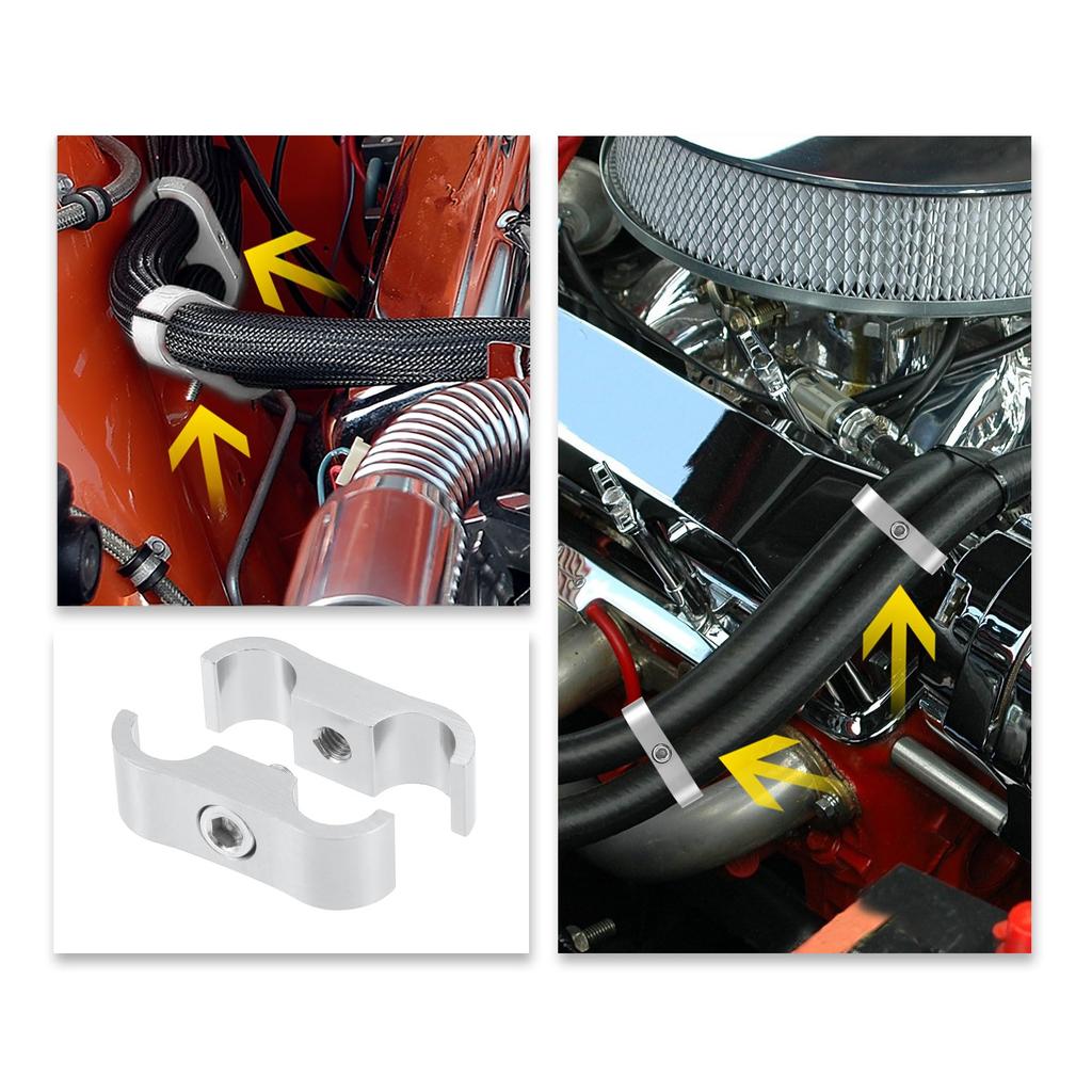 X AUTOHAUX 5pcs AN4 Hose Separator Clamp Fuel Line Connector Silver Tone Fuel Hose Replacement