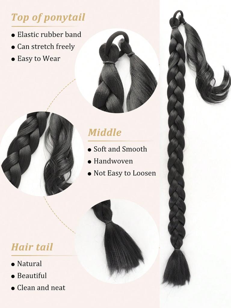 Long  Ponytail Extension With Hair Tie Straight Wrap Around Hair Extensions Ponytail Natural Soft Synthetic Hair Piece For Women Daily Wear