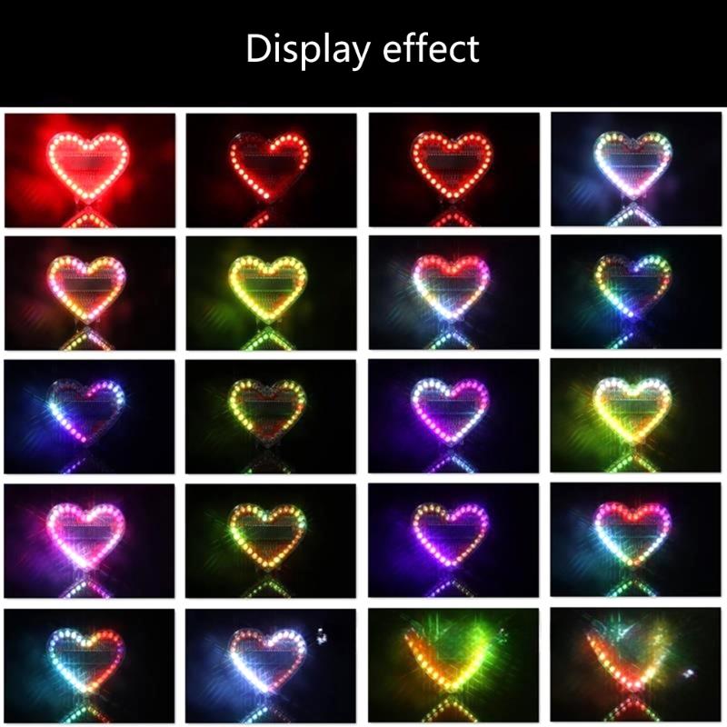 Kit di Saldatura LED RGB a Forma di Cuore per Appassionati del Fai-da-te, Set Elettronico Educativo per Studenti e Regalo Creativo