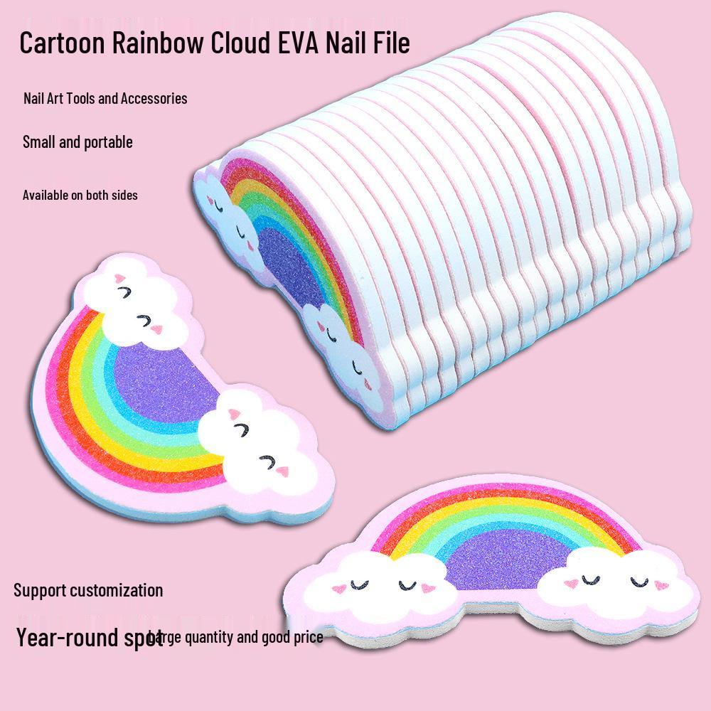 Mini Cartoon Rainbow Cloud Nail File - Double-Sided EVA Beauty Tool for Manicures (Irregular Shape)