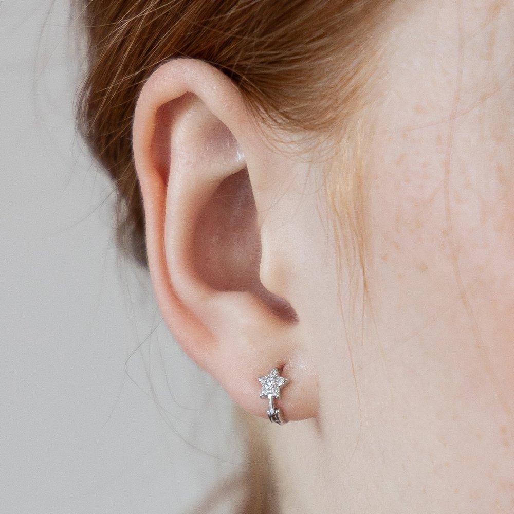 (925 Silver) Crystal Starlet Hoop Earrings Ec3230