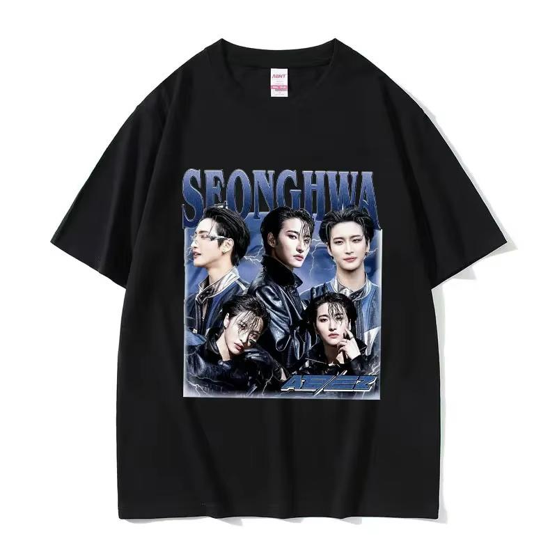 Korean Ateez Seonghwa World Tour Graphic T Shirt Unisex Women Fashion Kpop ONeck Clothing Tshirts Casual Cotton Summer Tshirt