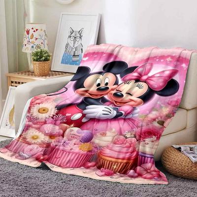 1 szt. Koc Myszka Miki Myszka Minnie Lekki flanelowy pled na sofę łóżko podróż camping salon biuro kanapa fotel