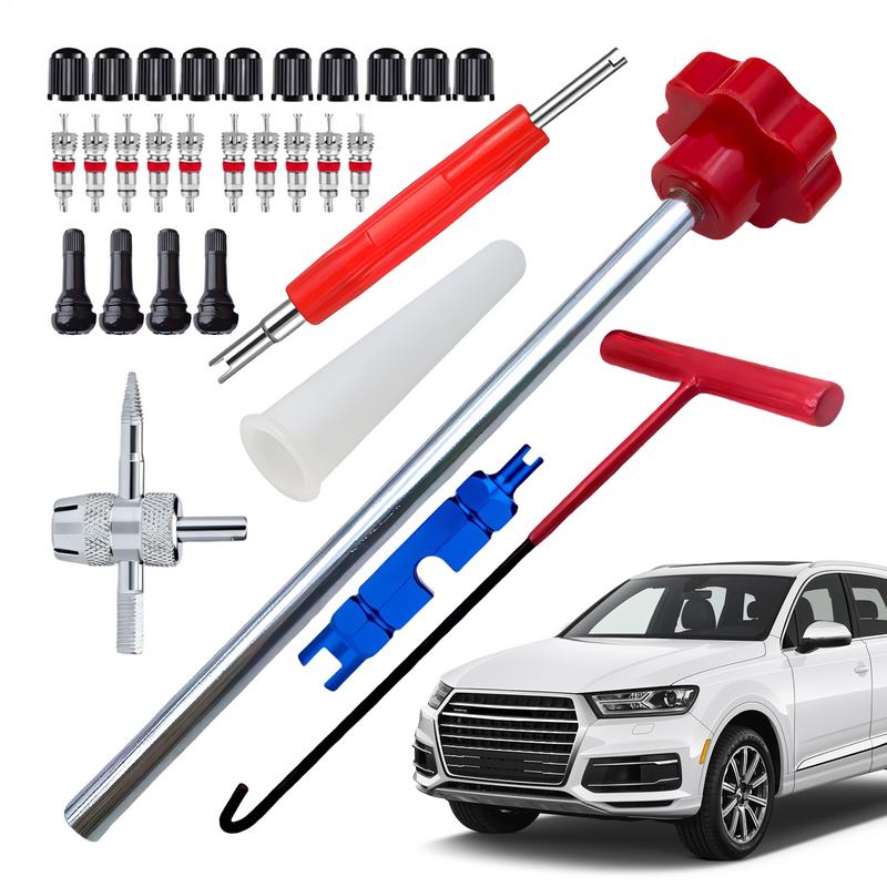 Valve Stem Remover Tool Tire Remover Tool Valve 30Pieces Installer Tool Quick Change Car Accessories T-Hook Repair Tool for Car