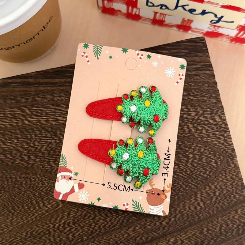 

1 Пара Мультяшні Різдвяні Заколки для Волосся з Чубчиком Жіночі Фестивальні Вечірні Подарунки Санта Клаус Ялинка Сніжинка Шпилька Милі Аксесуари для Волосся