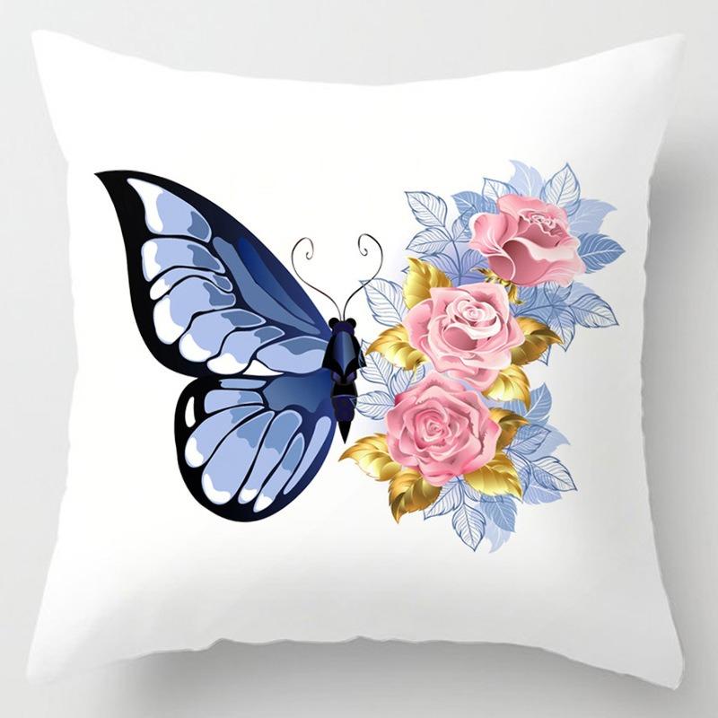 Pillow Bedside Cushion Cushion Butterfly Print Pillow Case Soft Sofa Pillow Office Chair
