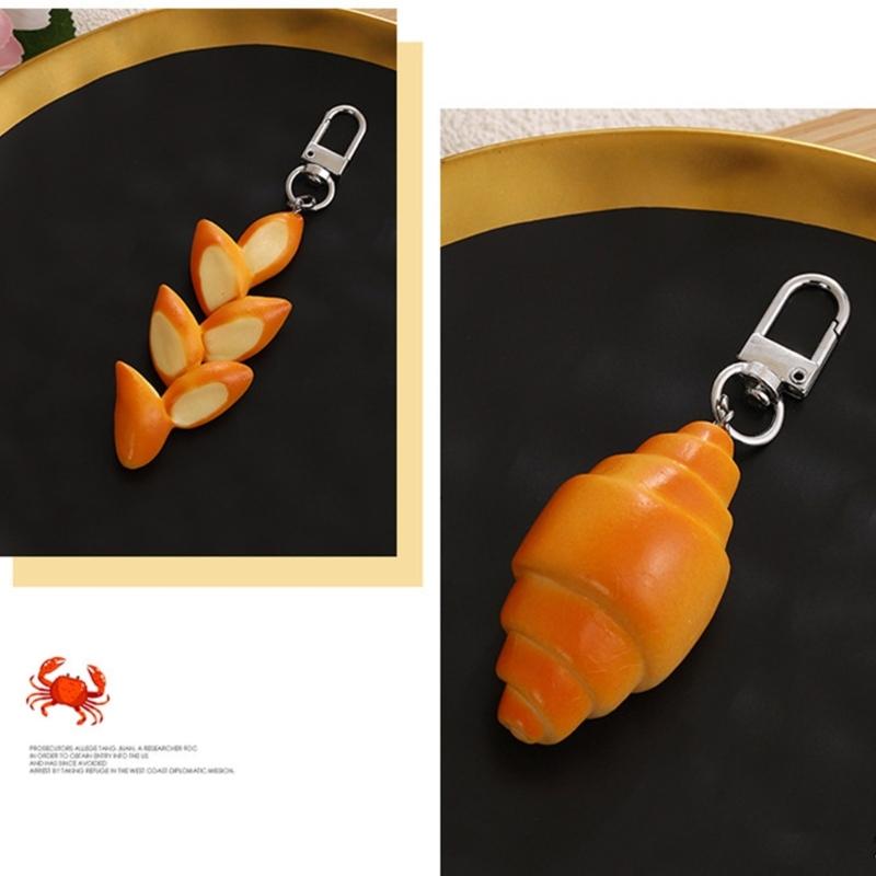 Adorable Mini Bread Keychain Cute Realistic Food Toy Charm Bread Key Holder For Keys Bags Backpacks And DIY Crafts