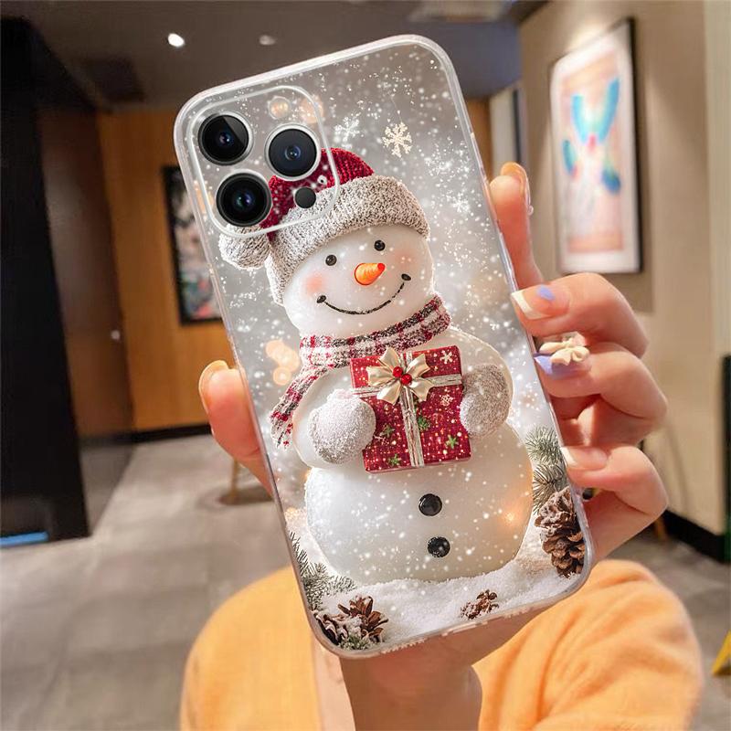 Phone Case For iphone 17 Pro Max 16 15 14 13 Pro Max 17 Air 15 16 Pro 15Plus Cute Snowman Christmas
