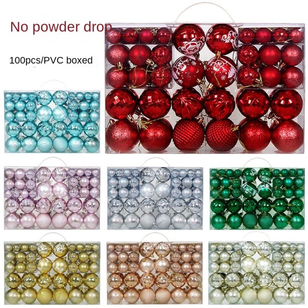 100pcs Plastic Material Christmas Ball 3/4/6cm Size Multi Color Hanging Ornament Waterproof Shatterproof