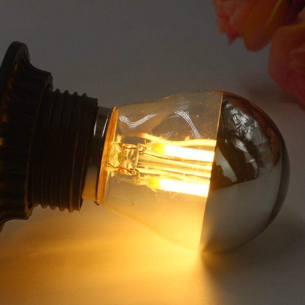 Bulbs New E27 Silver Light Ncandescent Mirror Reflection A60 Semi-plated Bulb LED Filament Bulb