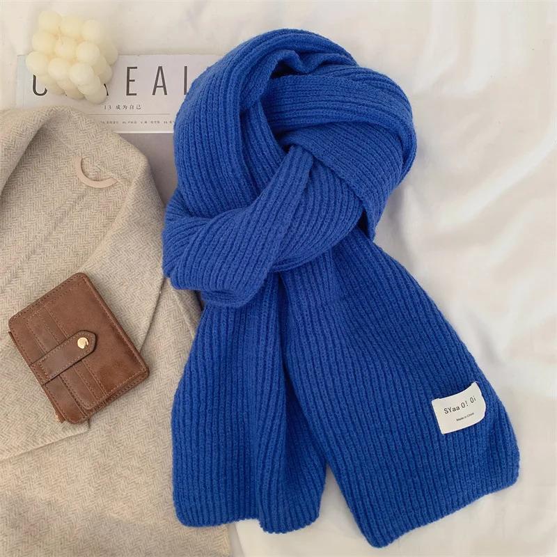 Winter Warm Knitted Wool Soft Scarf Women Solid Color Korean Fashion Style Skinny Autumn Winter Travel Casual Long Scarf New