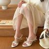 Summer new bow versatile one-word strap fashion pointed sandals women's stiletto high heels