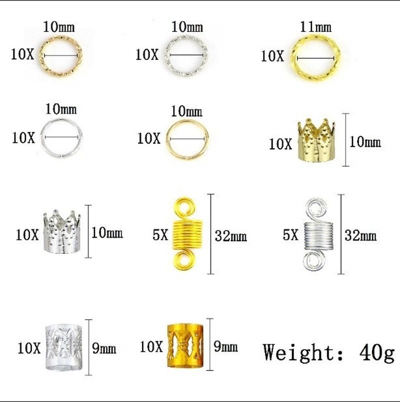 100pcs Hair Braid Rings Dreadlock Three-layer Hair Clips Loops for Women Girls Hair Decoration