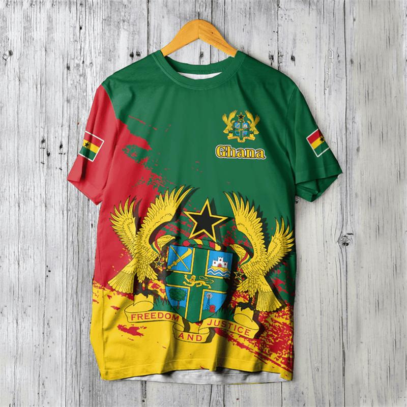Ghana Nationa IndependenceDay 3D Printed T Shirt The Republic-of Ghana Emblem Flag Graphic Tee-shirts For Men Mens Clothing Tops
