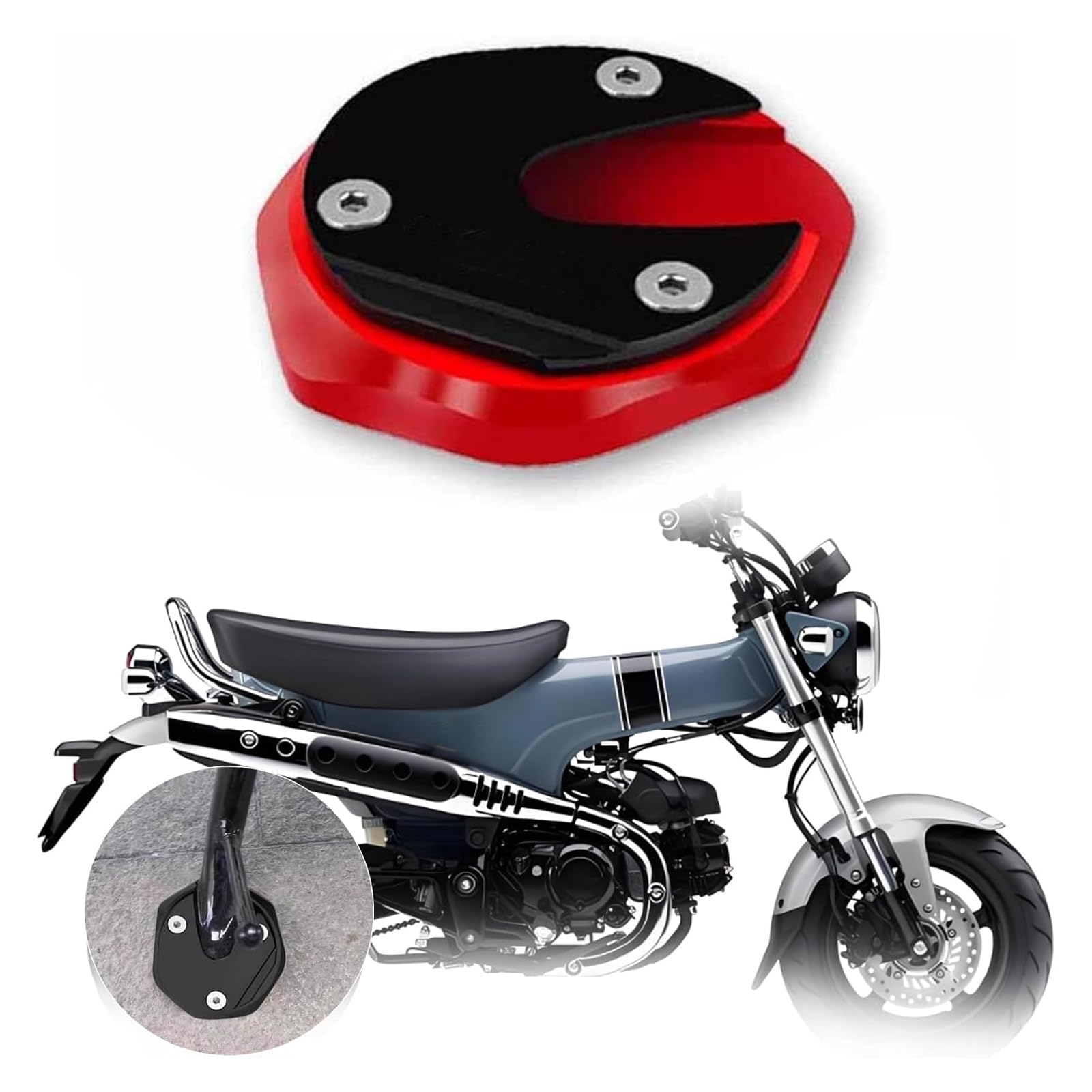 

FOR DAX ST125 2022 2023 Motorcycle Side Stand Extended Expanding Plate Pad DAX ST125 2022 2023 Accessories (Red) красный