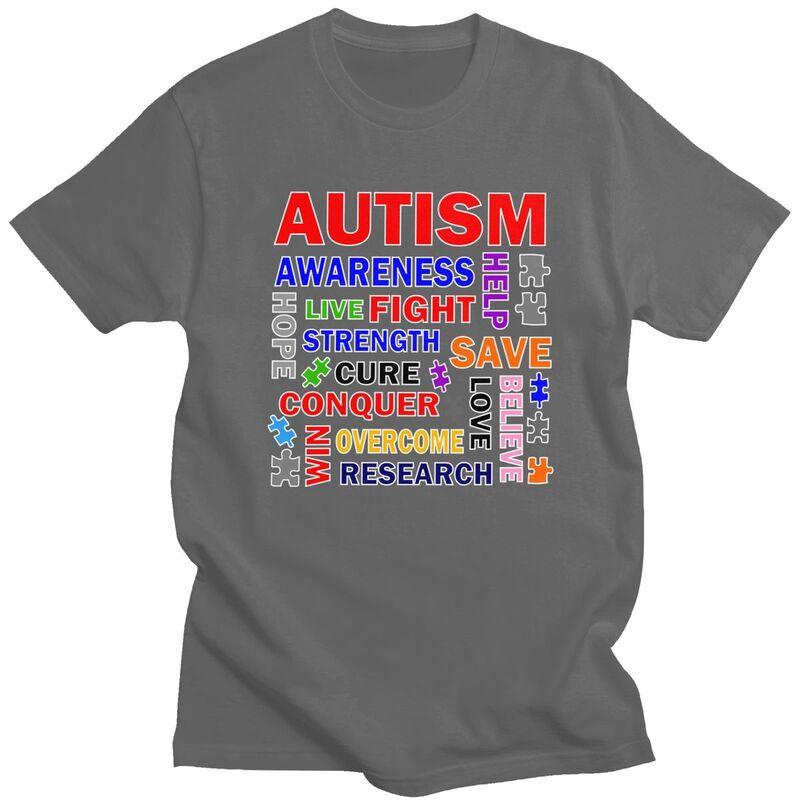 Autism Mashup T Shirt for Men Funny Introvert Awareness Quotes Tshirt Humor Streetwaer Short Sleeve Tee Shirt