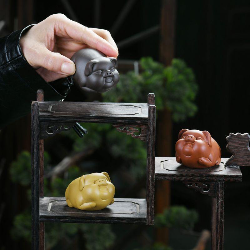 Purple Sand Tea Play Ornament Tea Pet Plate Raised Zodiac Pig Boutique Table Accessories Personality Creative Decoration