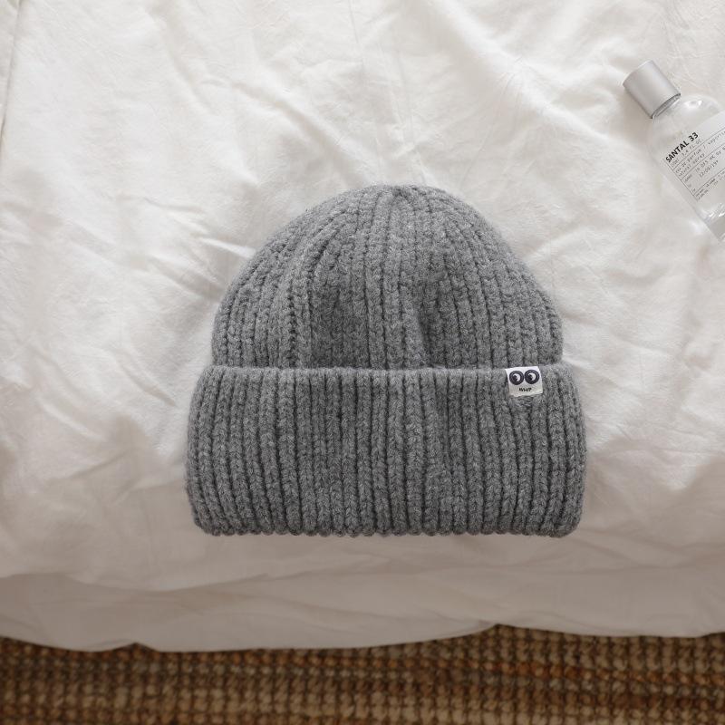 Large Head Circumference Thick Line Knitted Hat Men's Winter Thickened Warm Woolen Hat Simple Pullover Hat Cold Hat Women's Face Small