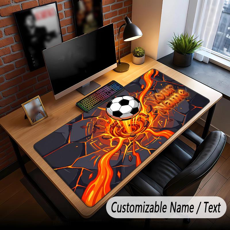Soccer Theme Custom Mouse Pad Personalized With Name Text Customized Desk Mat For Office Home Decor