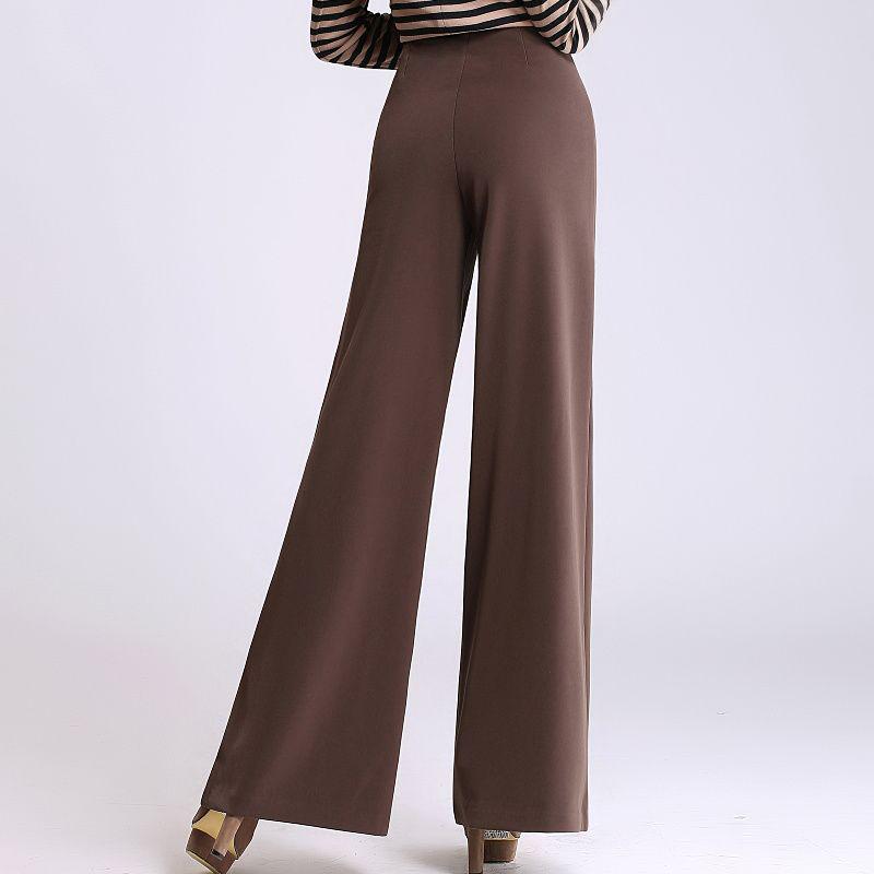 High-Waisted Wide-Leg Dance Pants with Side Zip for Women – Spring/Summer Style, Solid Color, Great Drape, Casual Ironed Straight-Leg Design