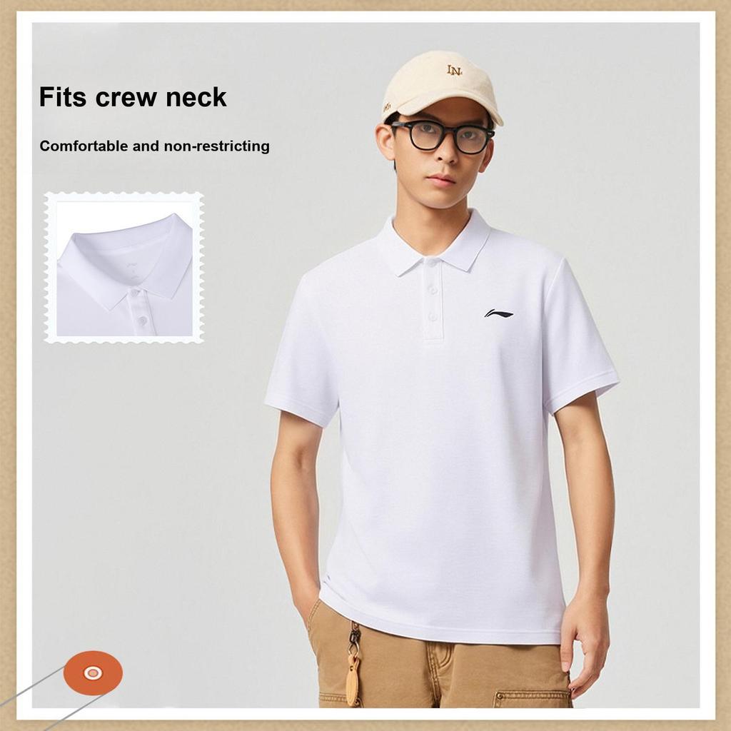 Li-Ning Fashionable Casual Breathable Short Sleeve Polo Shirt Men tops White APLW511-1