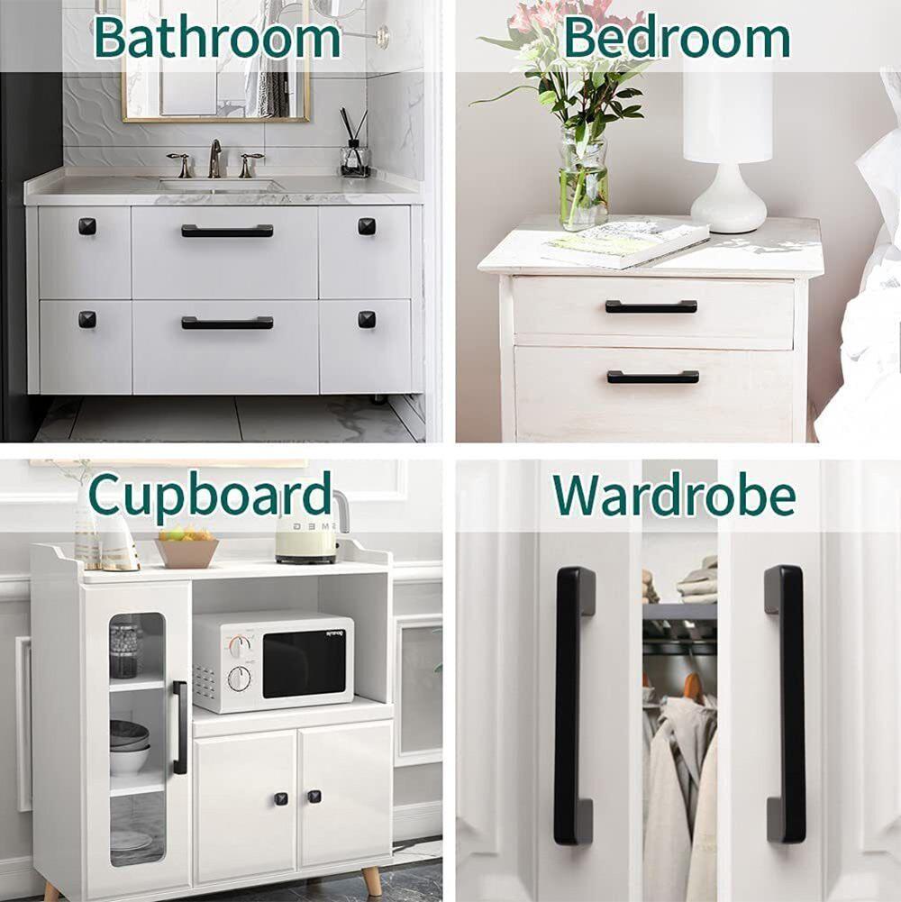 10pcs Black Handles Cabinet Pulls Kitchen Furniture Door Knobs Wardrobe Drawer Pulls Knobs Kitchen Cupboard Handle Hardware