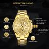 MINI FOCUS Herren Business Quarzuhren Edelstahl Business Chronograph Uhr Gold Blau Relogios Masculino Uhr