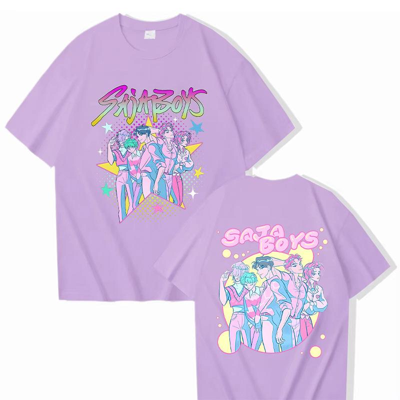 KPop Demon Hunters Printed T-shirt Casual Round Neck Top Short Sleeved Shirt 5989