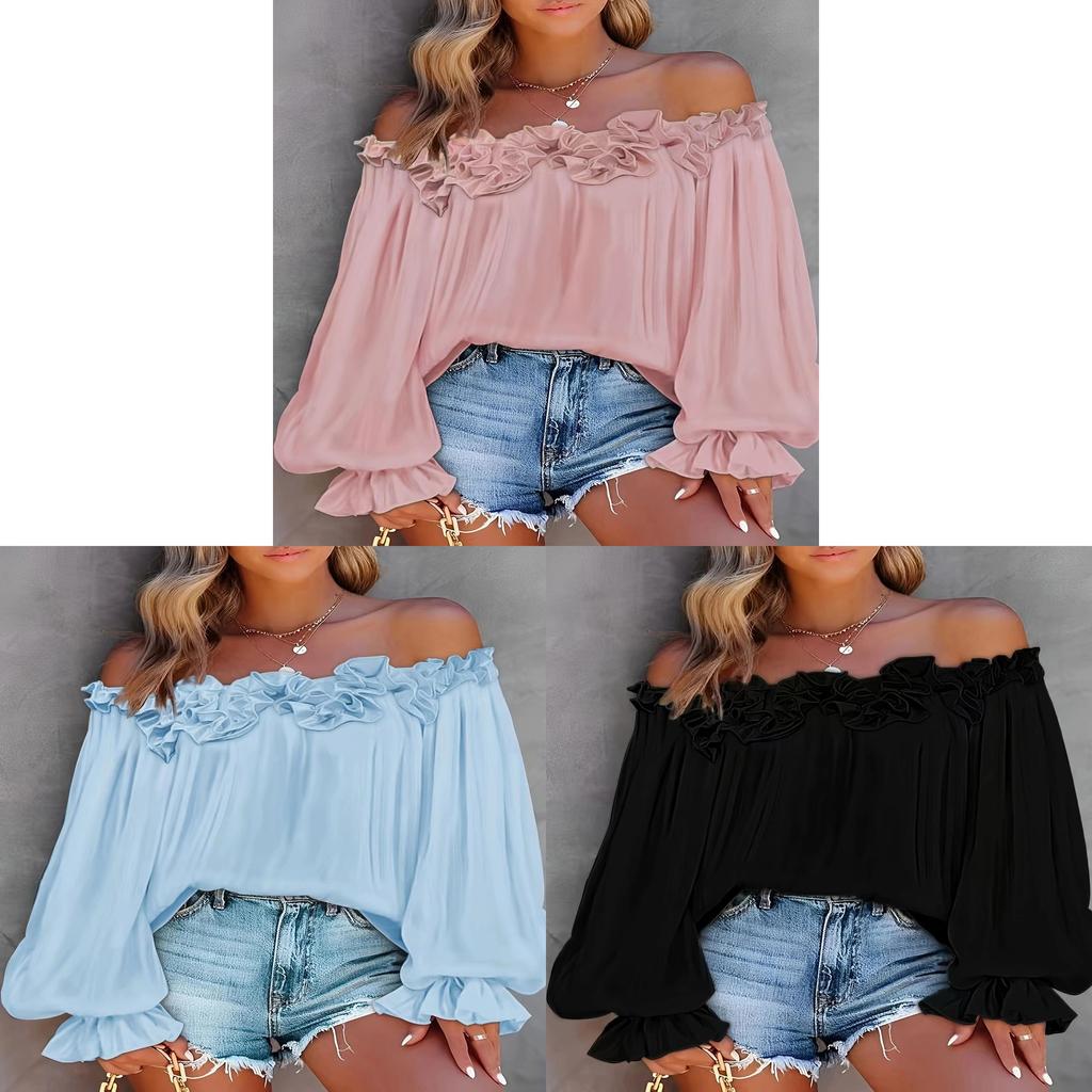 Relaxed Fit One Shoulder T Shirt With Ruffle Sleeves For Casual Wear