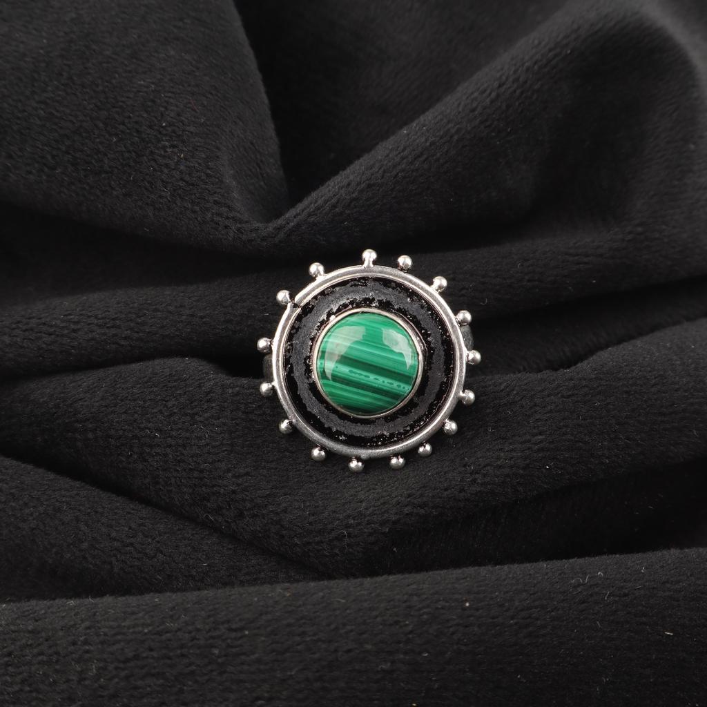 Malachite Gemstone Ring Jewelry, 925 Solid Sterling Silver Ring Jewelry, Handmade Artisan Ring Jewelry For Wedding Gift
