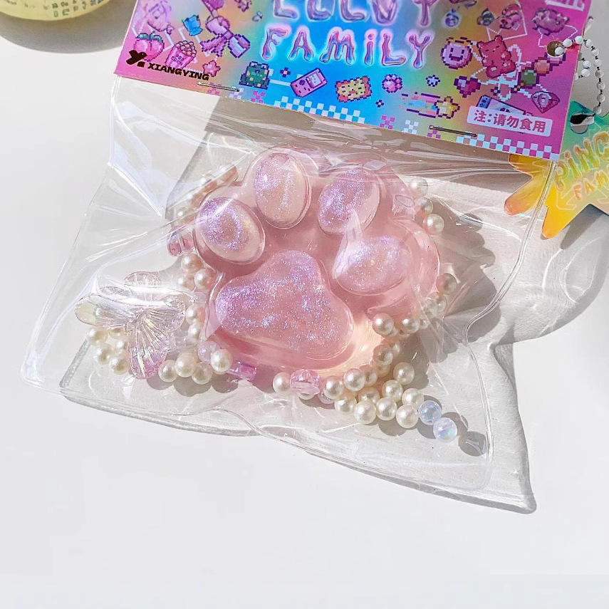 Flashing Cat Paw Squeeze Toys TPR Kawaii Squishy Food Toys Taba Squishy Toys Sensory Stress Relief Fidget Toys for All Ages