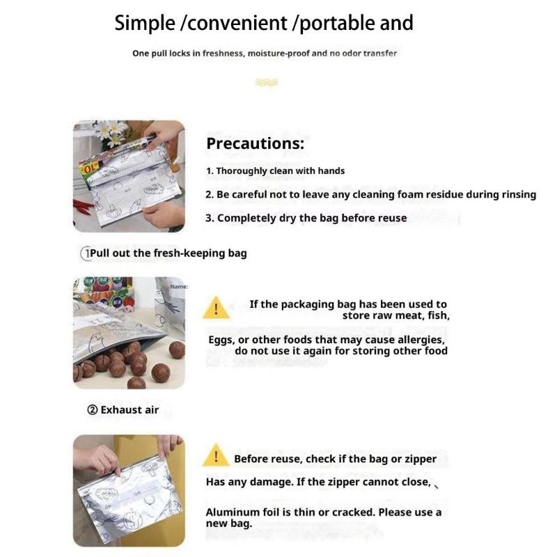 Thickened Aluminum Foil Sealed Bags With Expandable Space Moistureproof Food Containers For Kitchen Organization