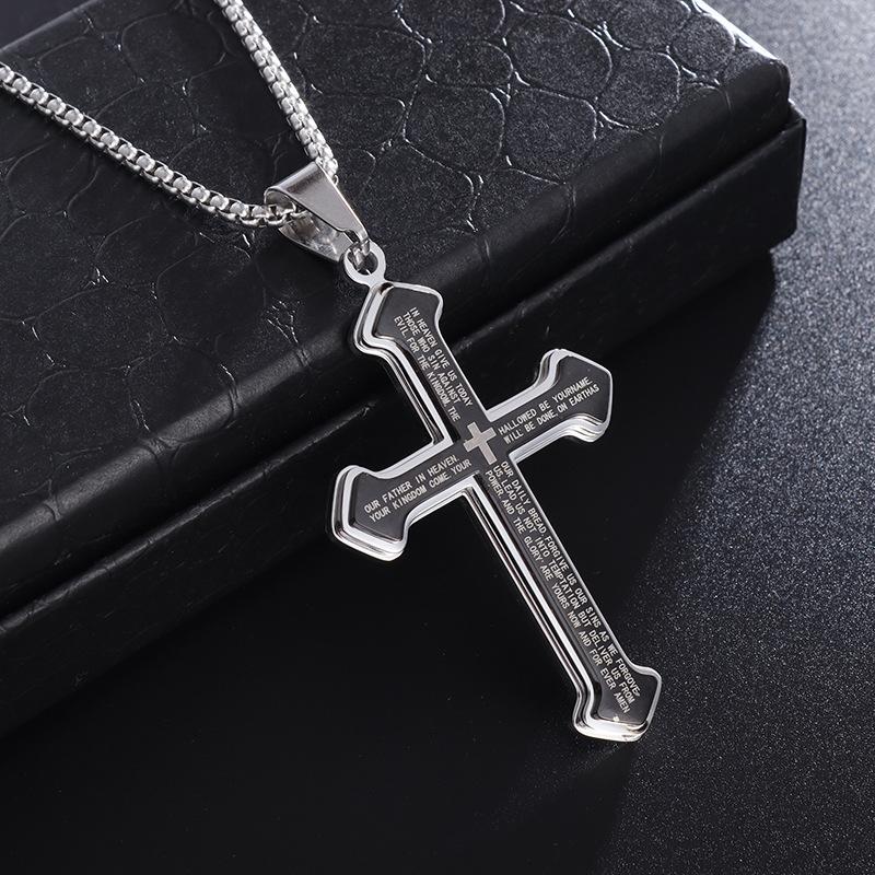 Classic Stainless Steel Cross Pendant Necklace Mens Women Jewelry Street Party Fashion Accessories Gift