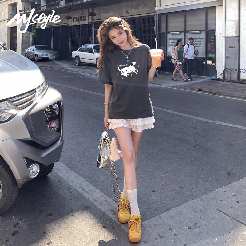 MJ STYLE Women s Cotton Loose Fit Graphic T-Shirt XL