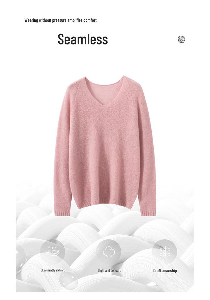 Classic Cashmere & Mulberry Silk V-Neck Women's Pullover Knitwear