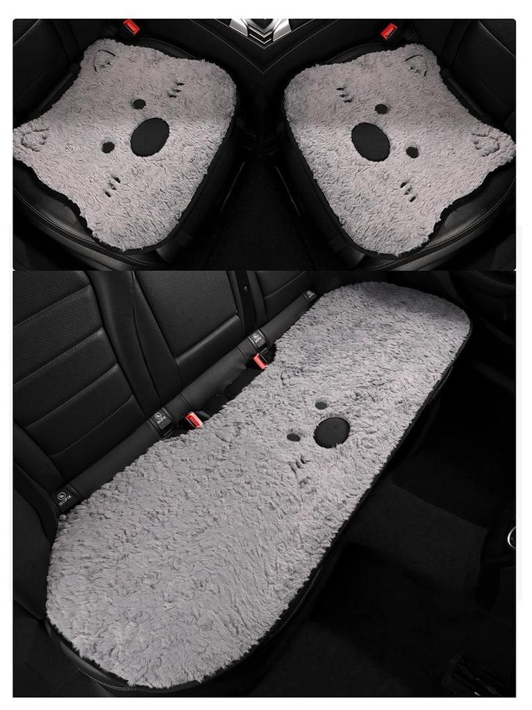 West Highland Cartoon Puppy Plush Car Seat Cushion - Winter Warmth Universal Cover